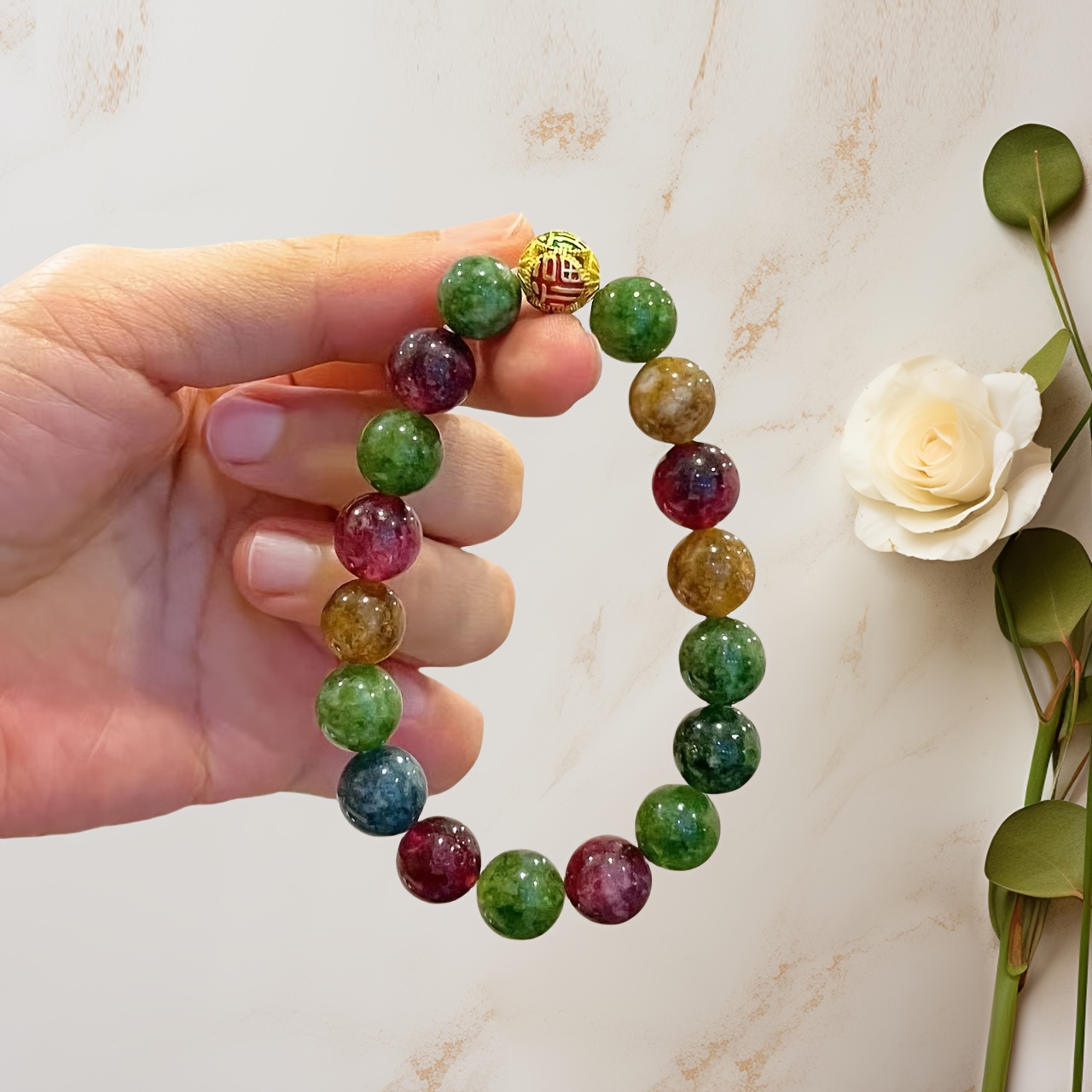 Vibrant Quartz Rock Colorful Gemstone Beads Healing Bracelet